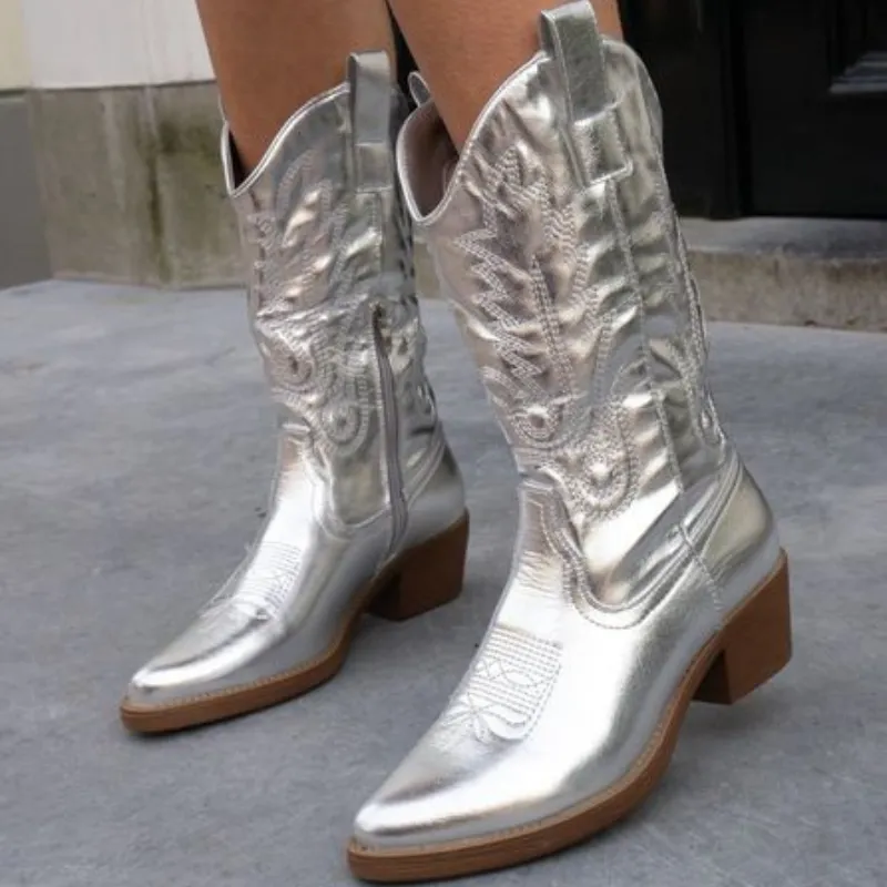 Sage | Elegant Metallic Cowboy Boots