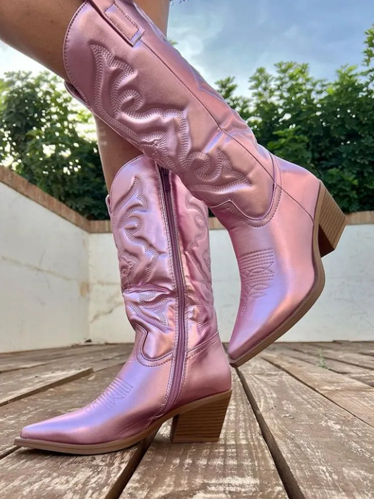 Sage | Elegant Metallic Cowboy Boots