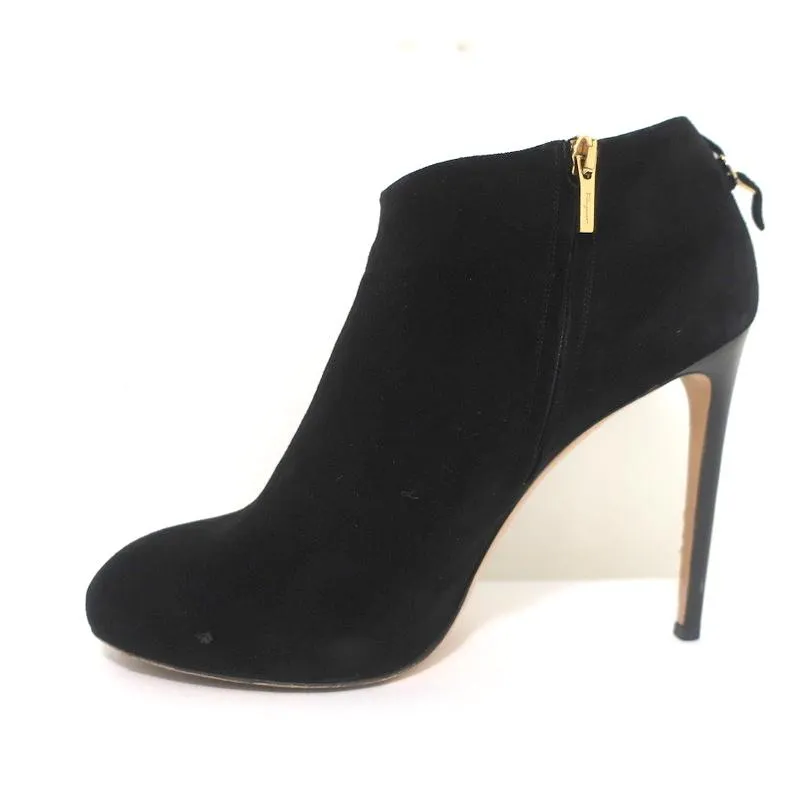 Salvatore Ferragamo Platform Booties Black Suede Size 10.5 High Heel Ankle Boots