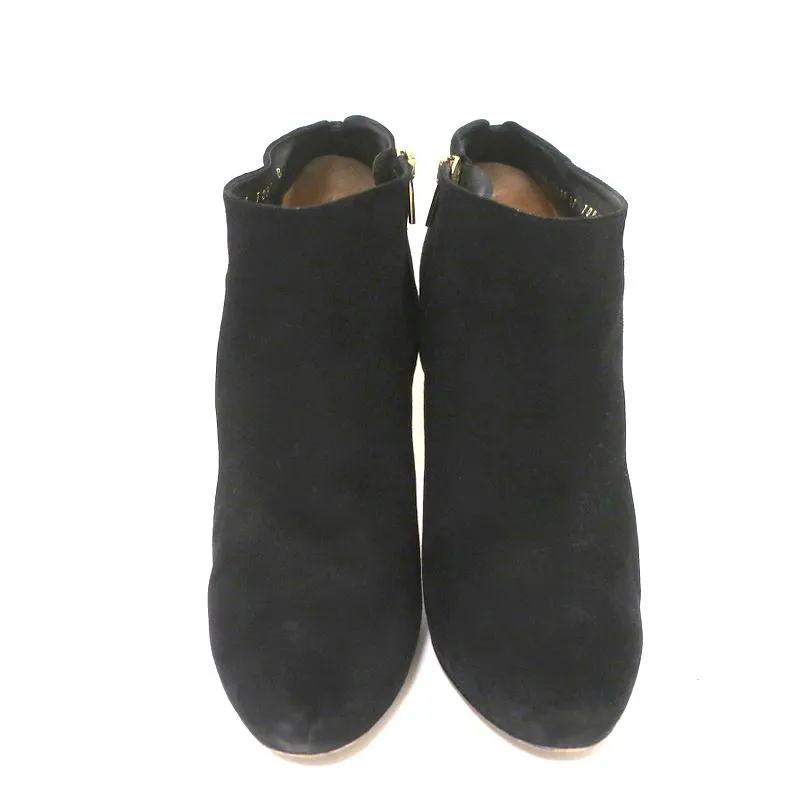 Salvatore Ferragamo Platform Booties Black Suede Size 10.5 High Heel Ankle Boots