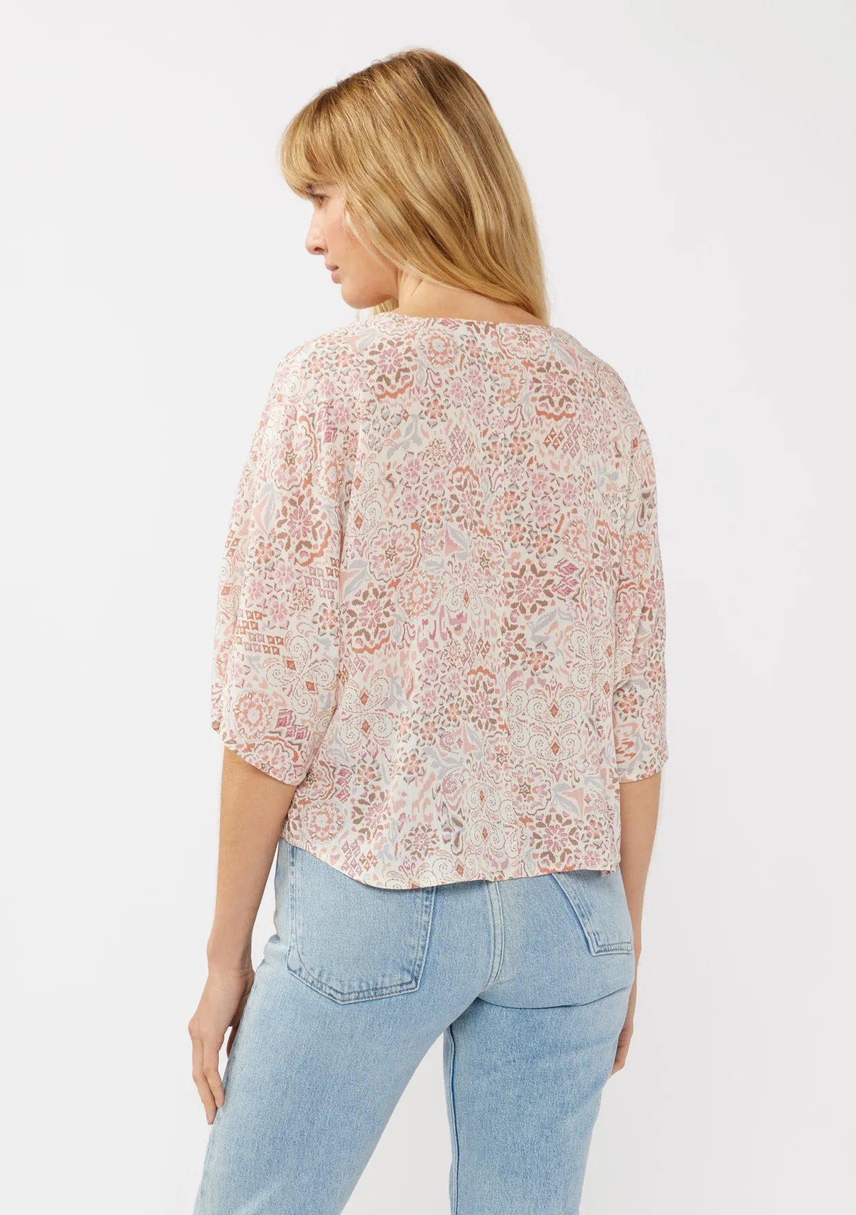 Short Sleeves Kimono Tie-Front Top