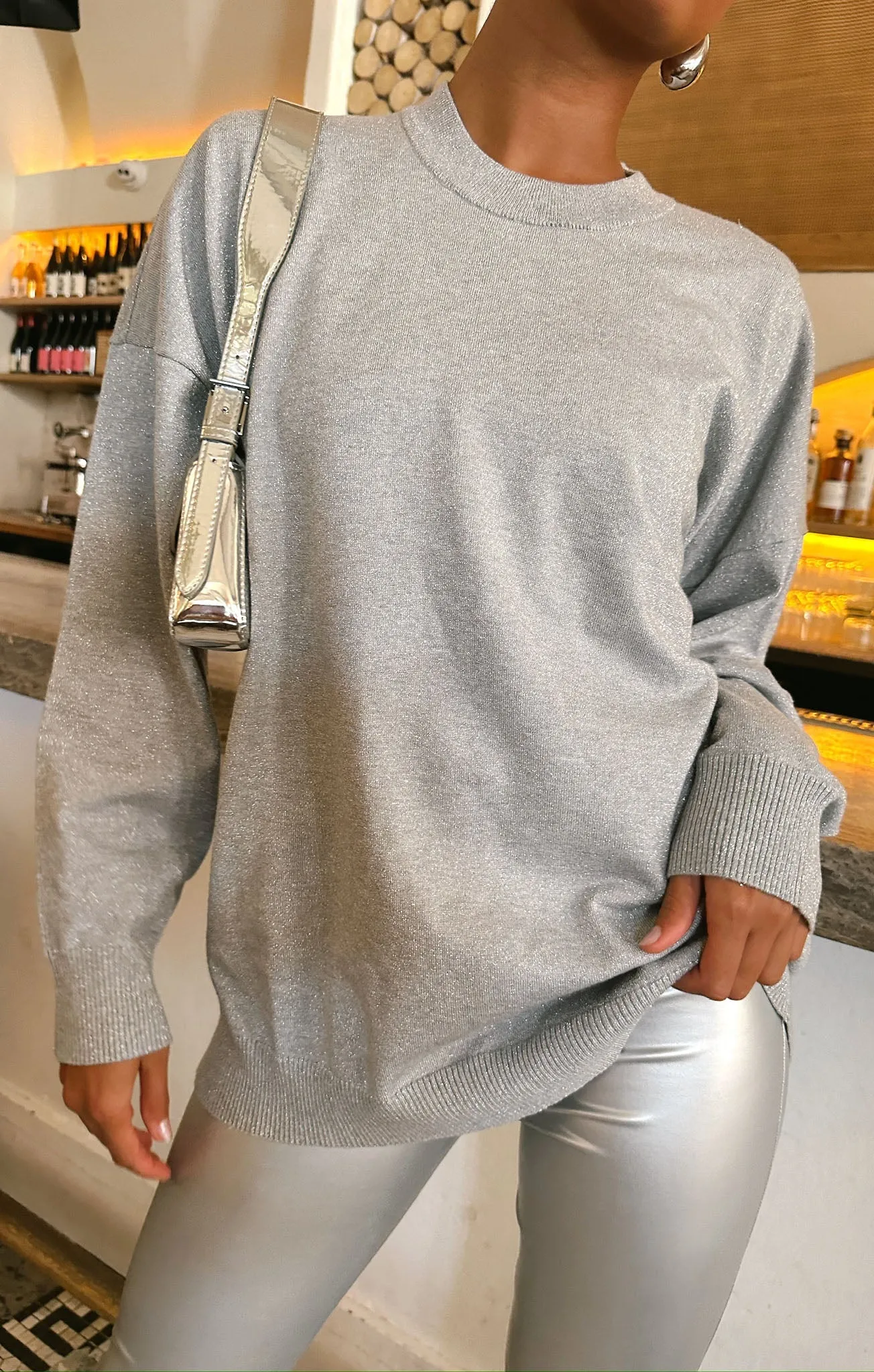 Show Me Your Mumu | Classic Crewneck Sweater {Silver Metallic Knit}