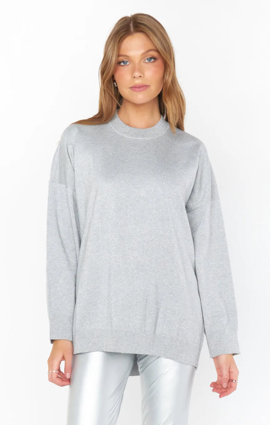 Show Me Your Mumu | Classic Crewneck Sweater {Silver Metallic Knit}