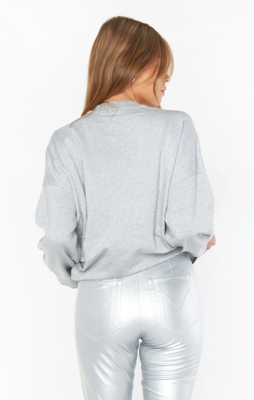Show Me Your Mumu | Classic Crewneck Sweater {Silver Metallic Knit}