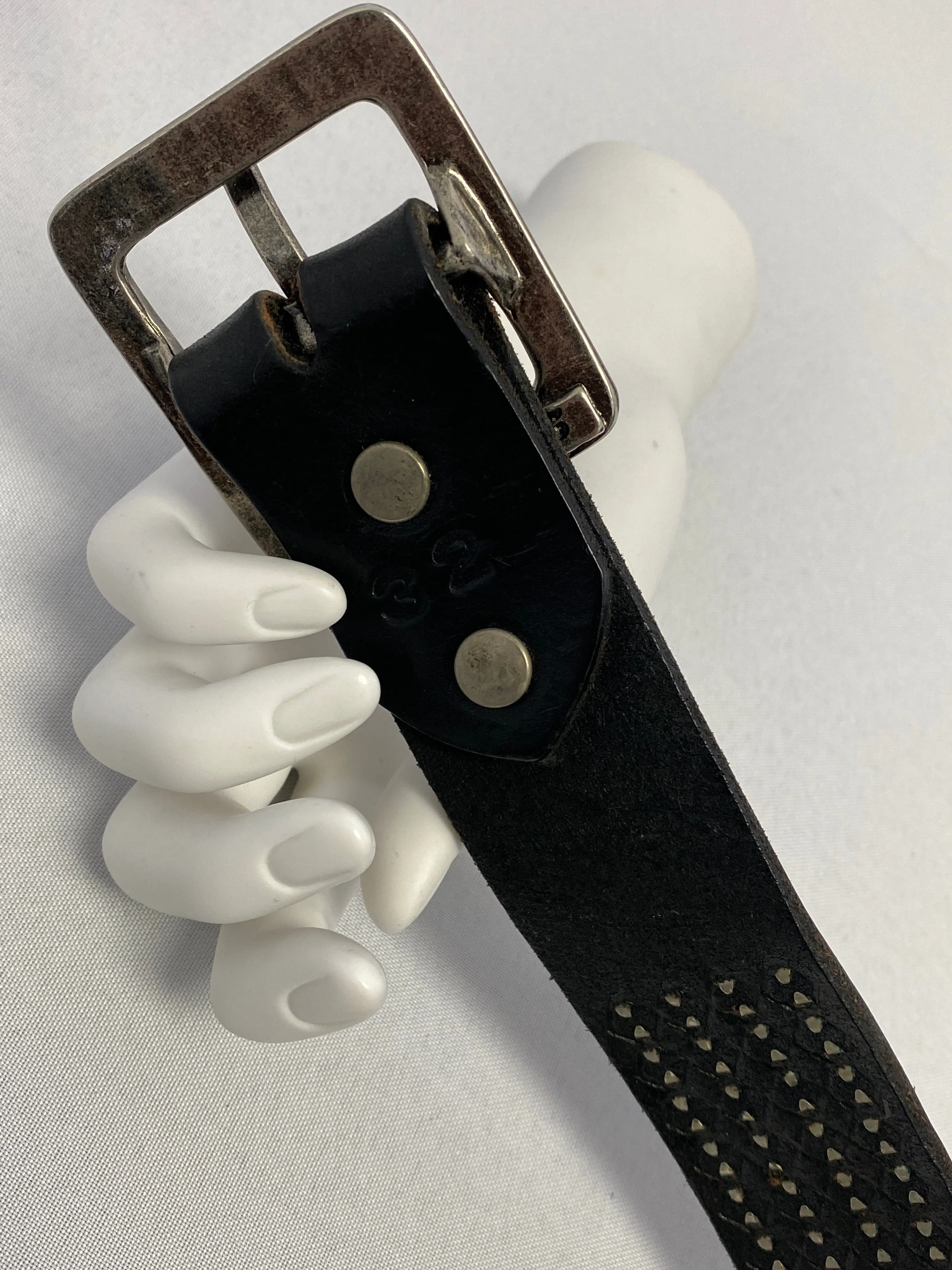 Silver and Black Studded Belt