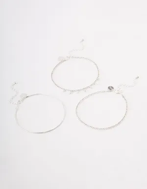 Silver Cupchain Baguette Anklet Pack