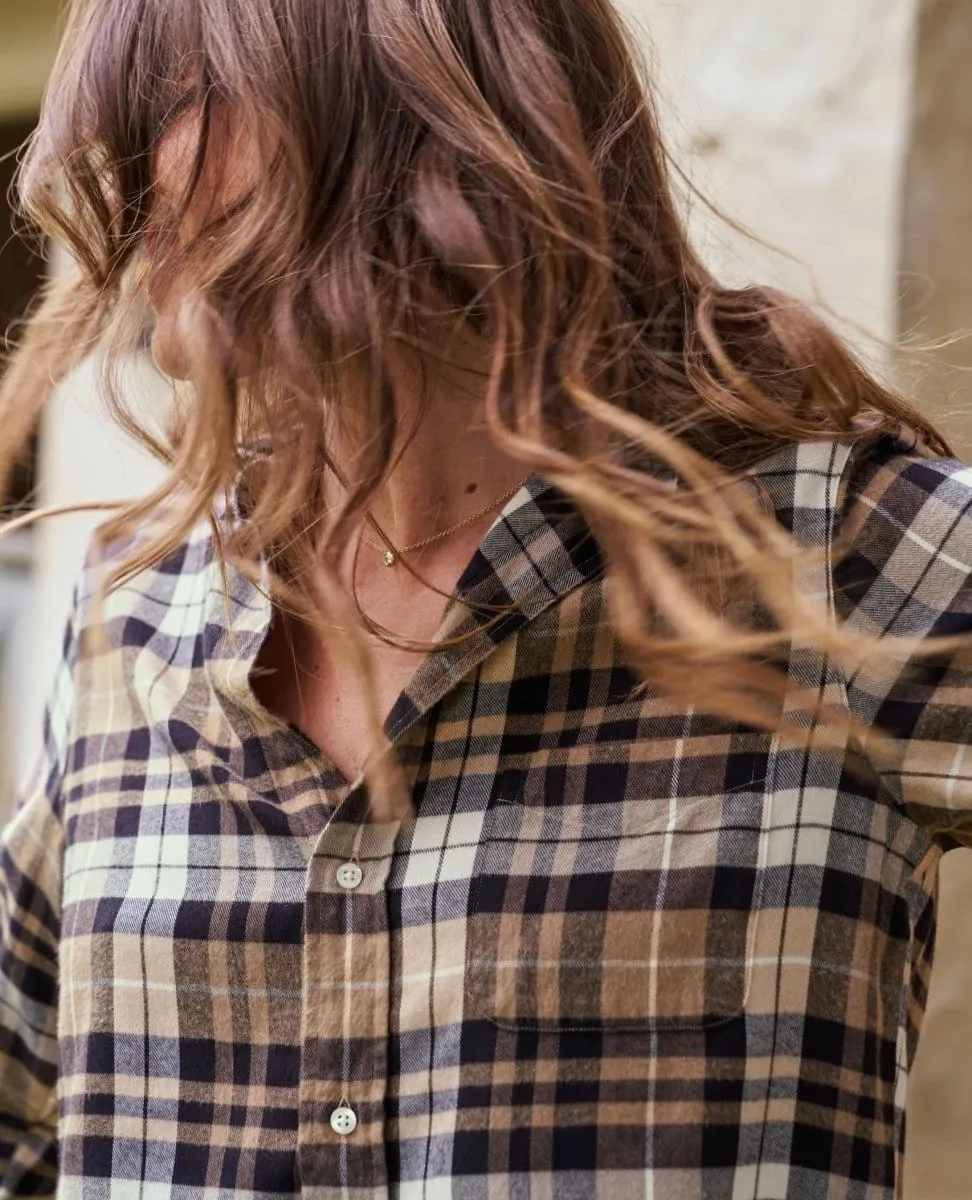 Silvio Untuckable Sand Camel Black Plaid
