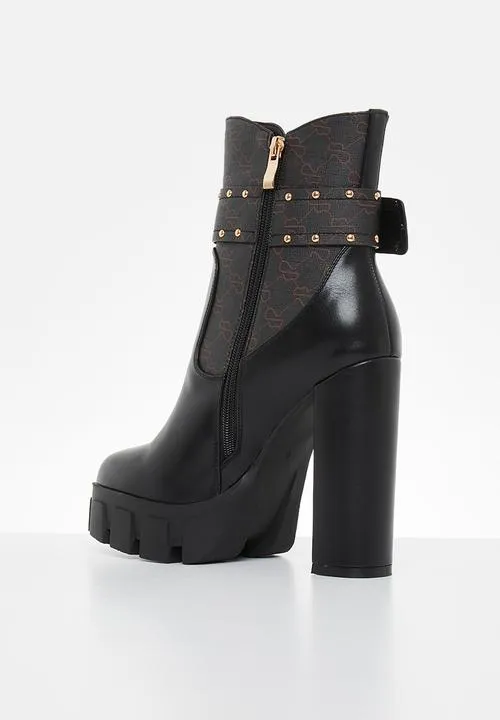 Sissyboy Ladies Buckle Printed boots Black