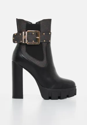 Sissyboy Ladies Buckle Printed boots Black