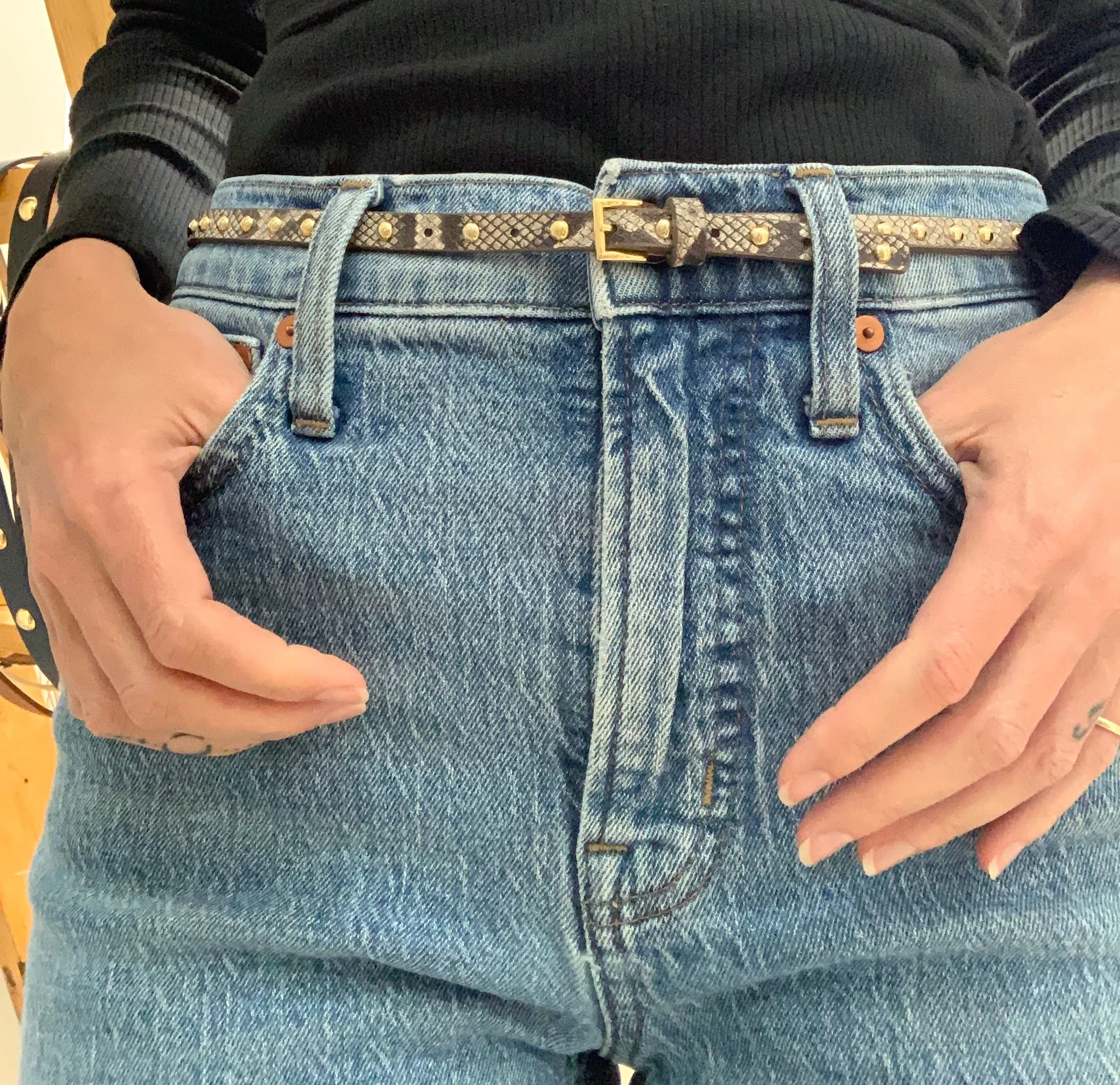 Slim Snake Studded Belt