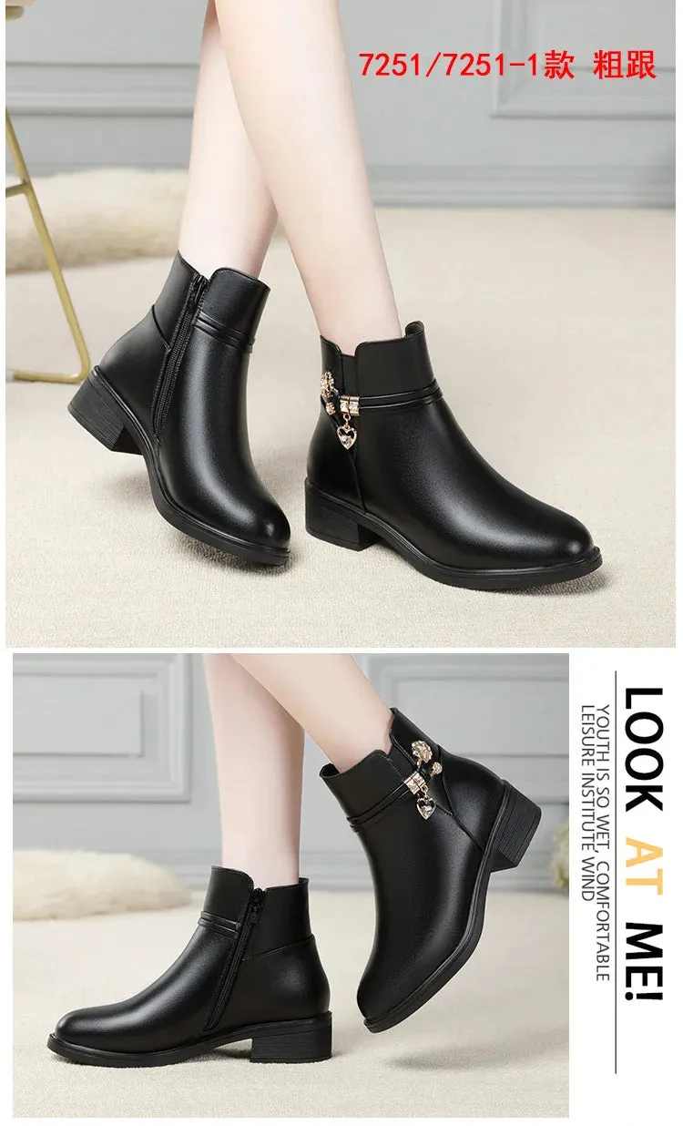Soft Leather Women's Boots 2023 Spring Winter Thick Wool Lined Genuine Leather Woman Snow Boots Women Shoes Platform Boots botas