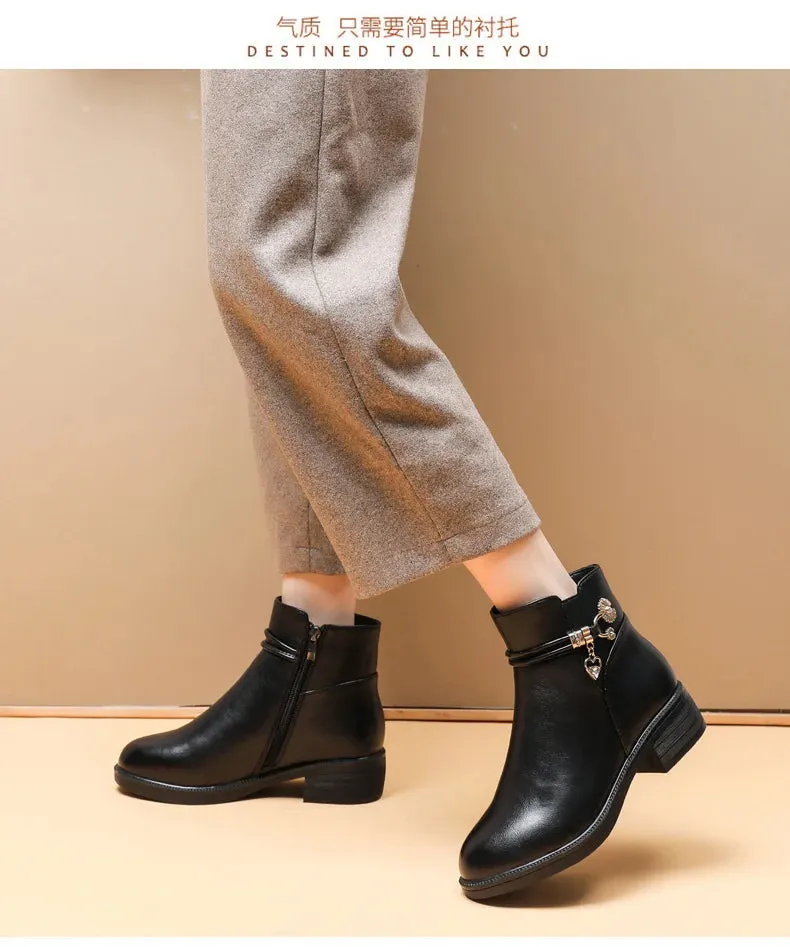 Soft Leather Women's Boots 2023 Spring Winter Thick Wool Lined Genuine Leather Woman Snow Boots Women Shoes Platform Boots botas