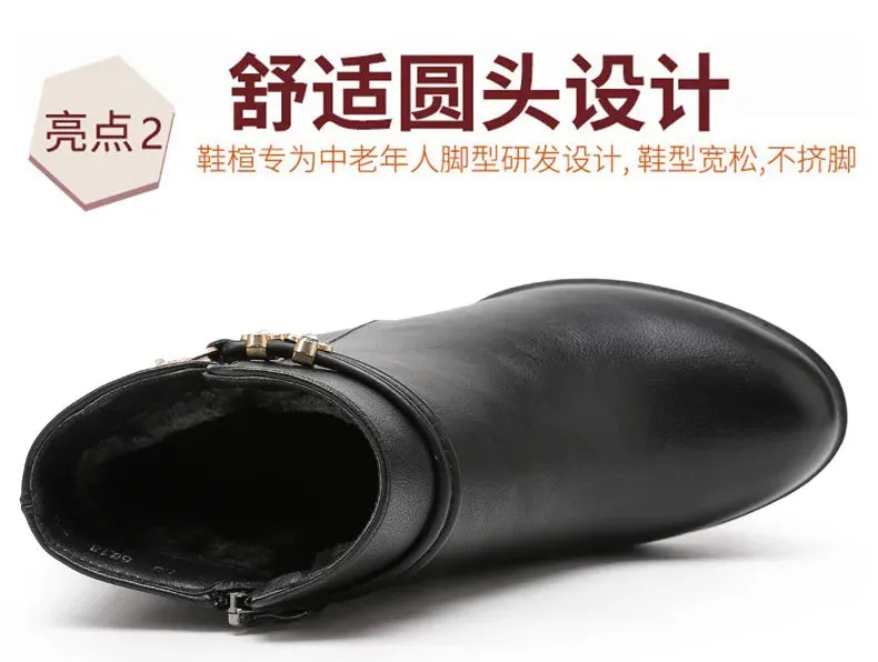 Soft Leather Women's Boots 2023 Spring Winter Thick Wool Lined Genuine Leather Woman Snow Boots Women Shoes Platform Boots botas