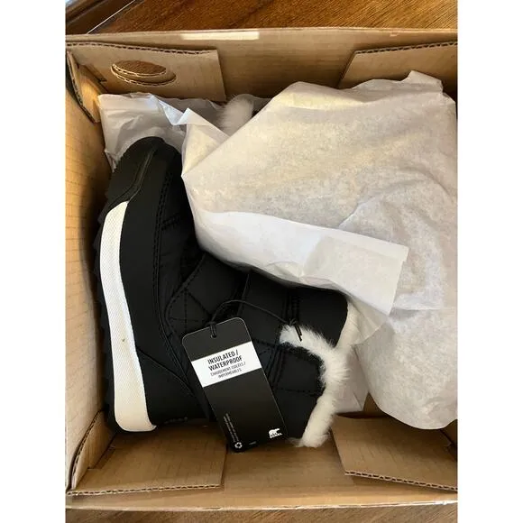 Sorel Whitney II Strap Faux Fur Black Puffer Boots Size 10