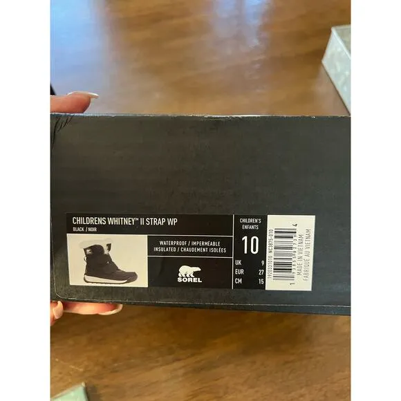 Sorel Whitney II Strap Faux Fur Black Puffer Boots Size 10