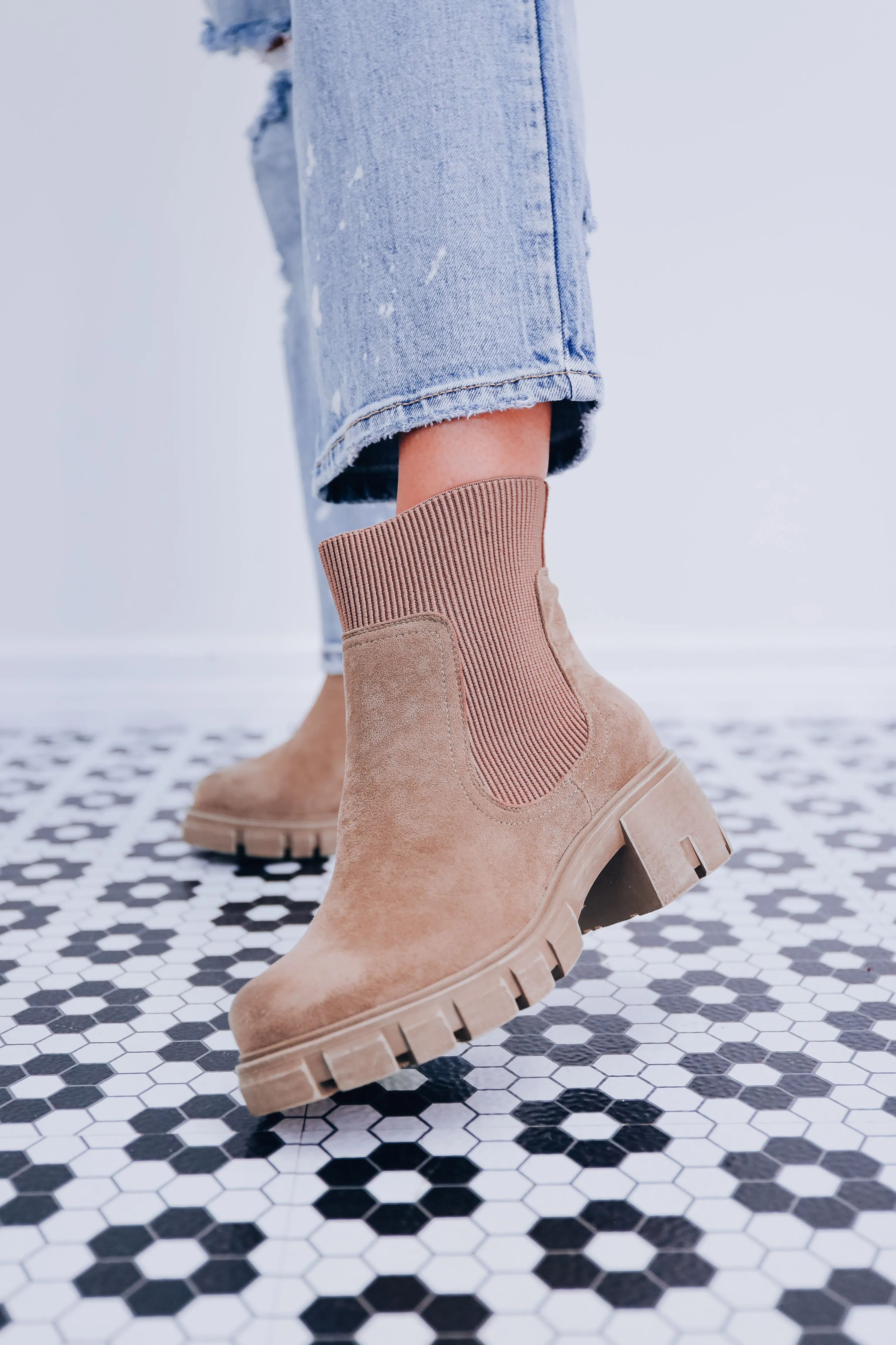Spokane Suede Booties - Taupe