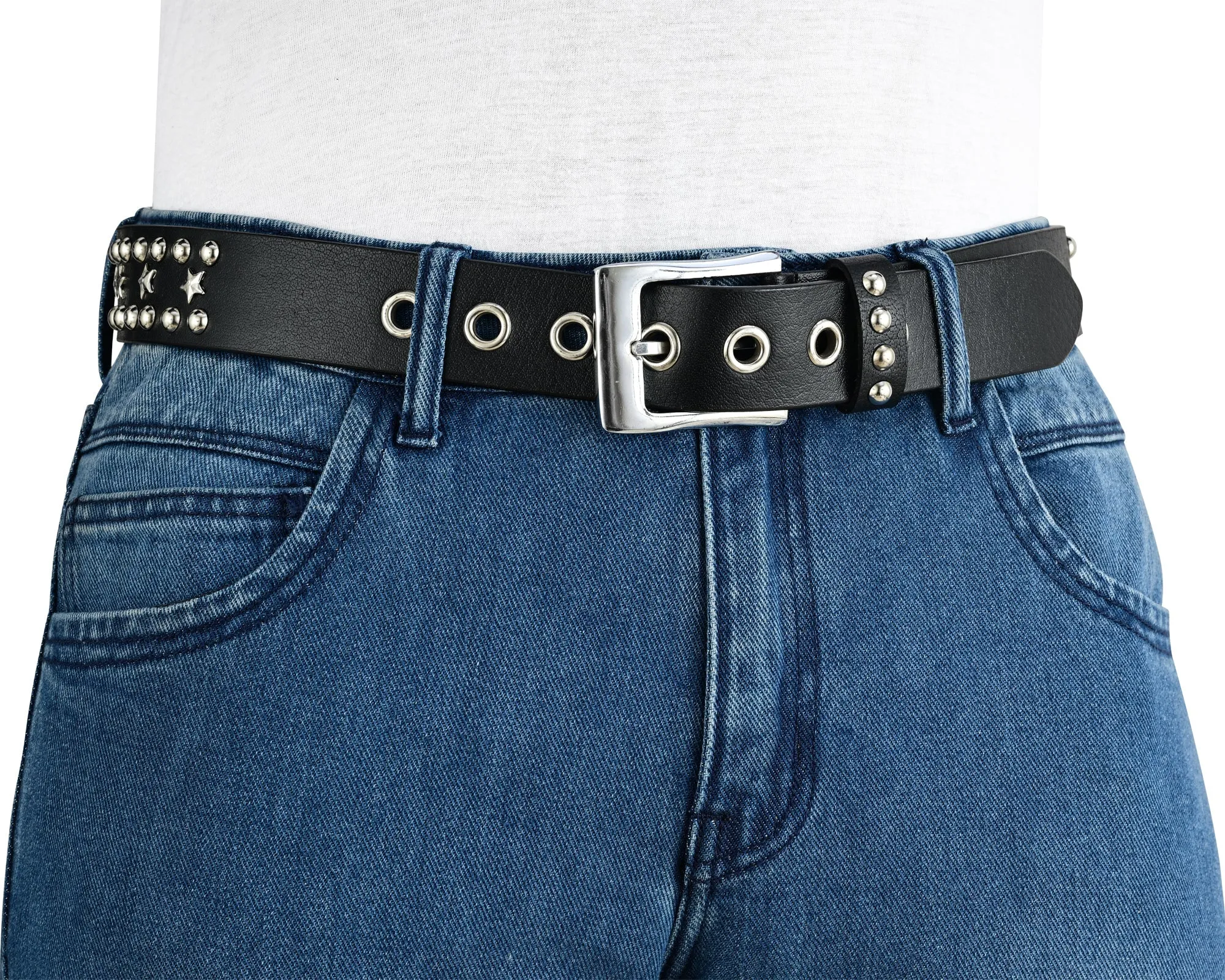Stars Studded Genuine Leather Belt Punk Rock Gothic Style