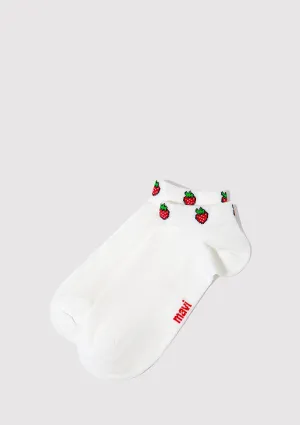 Strawberry Emroidered Ankle Socks