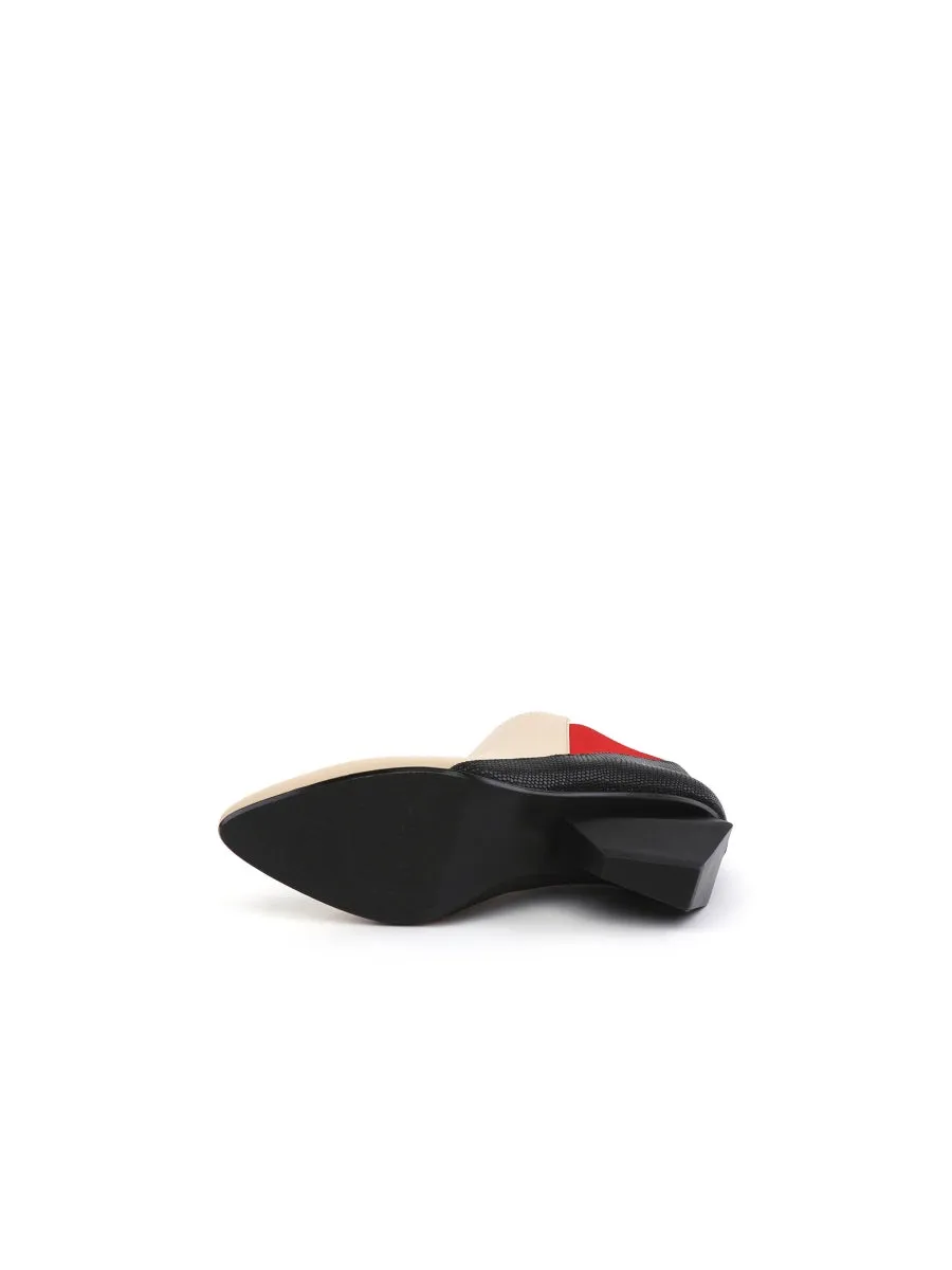 Structural-Heel Contrast Color Leather Boot