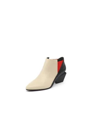Structural-Heel Contrast Color Leather Boot