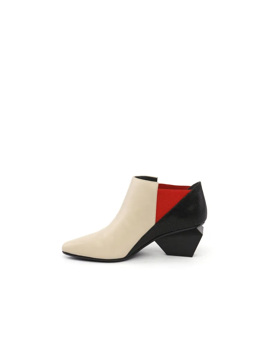 Structural-Heel Contrast Color Leather Boot