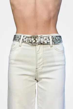Studded Belt - White
