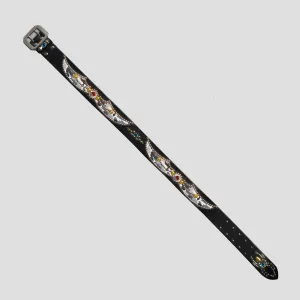STUDDED LEATHER INLAY BELT WITH REFLECTOR - BLACK CAMO