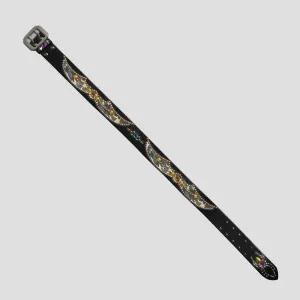 STUDDED LEATHER INLAY BELT WITH REFLECTOR - GREEN CAMO