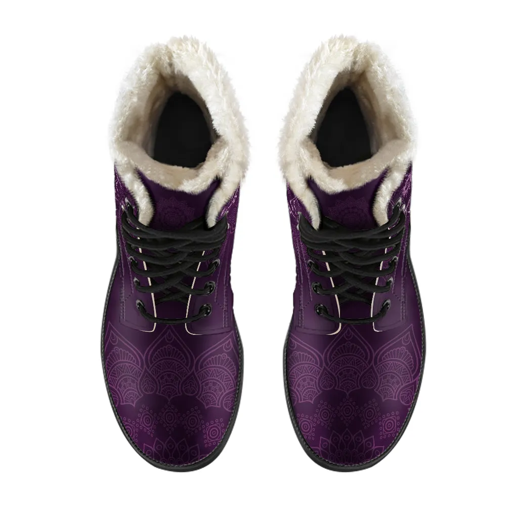 Sun And Moon Mandala Fur Boots
