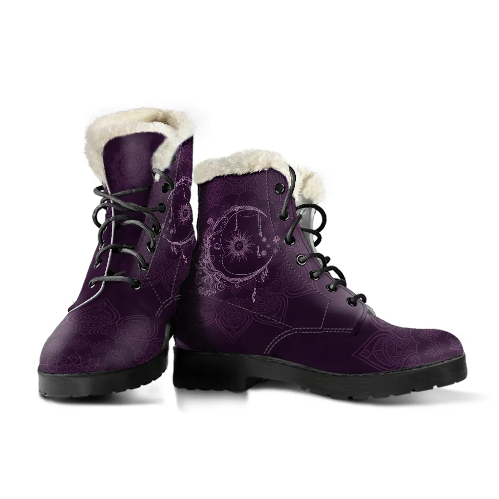 Sun And Moon Mandala Fur Boots