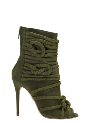 TALITA ARMY GREEN SUEDE & ROPE BOOTIES