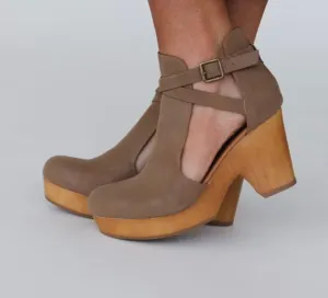 Taupe Wooden Booties