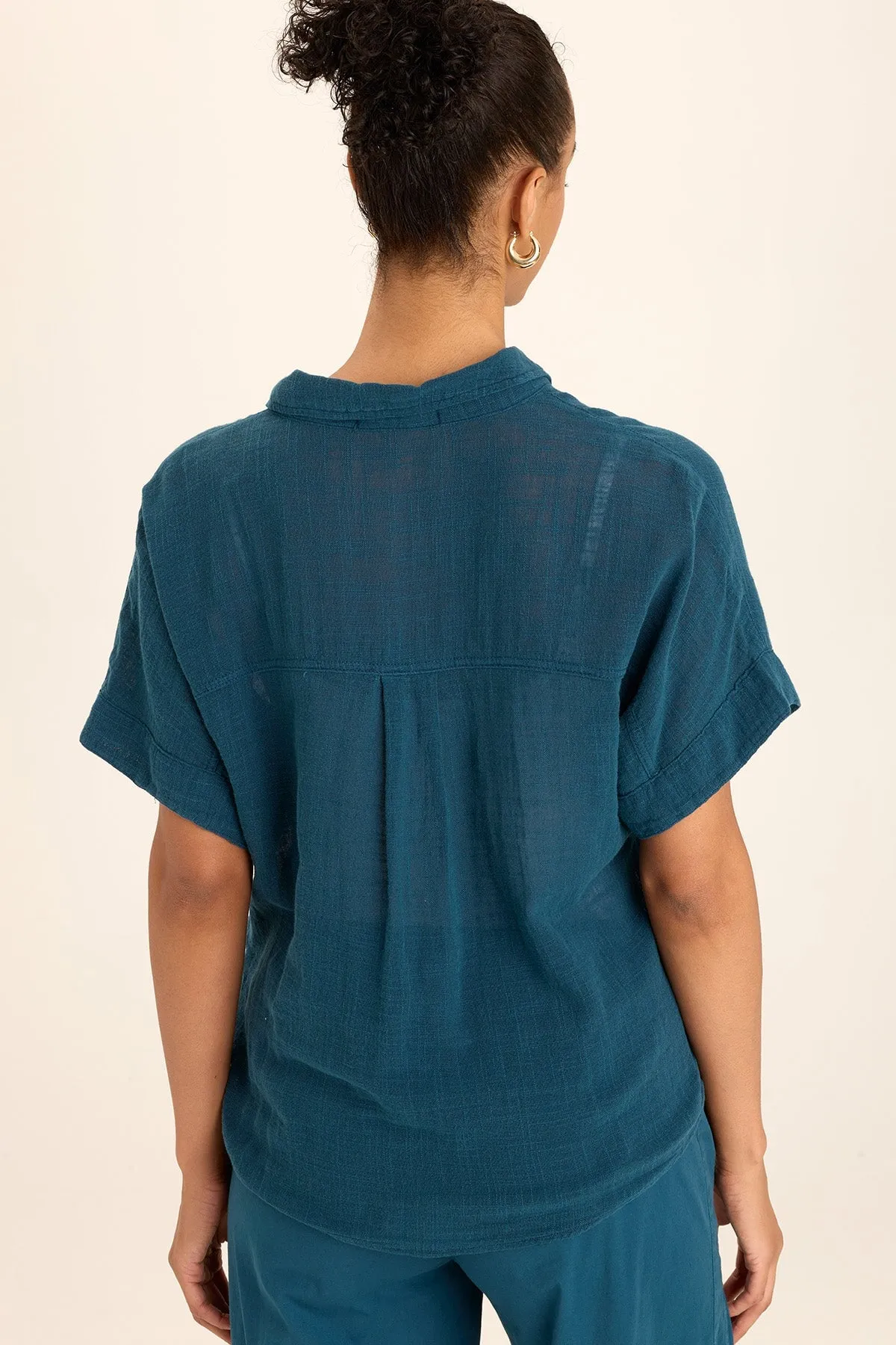 Teagan Gauze Tie-Front Tortioiseshell Button-Up