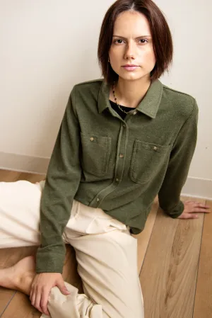 Thread & Supply Lewis Soft Luxe Button Up Shirt for Women in Fern | T1084PVXGK-FERN