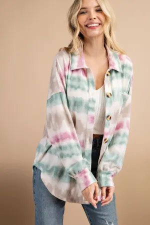 Tie Dye Fleece Shirt Top
