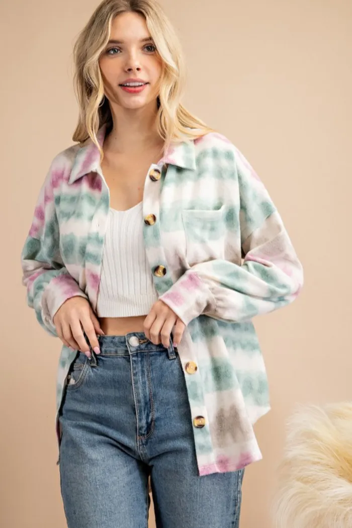 Tie Dye Fleece Shirt Top