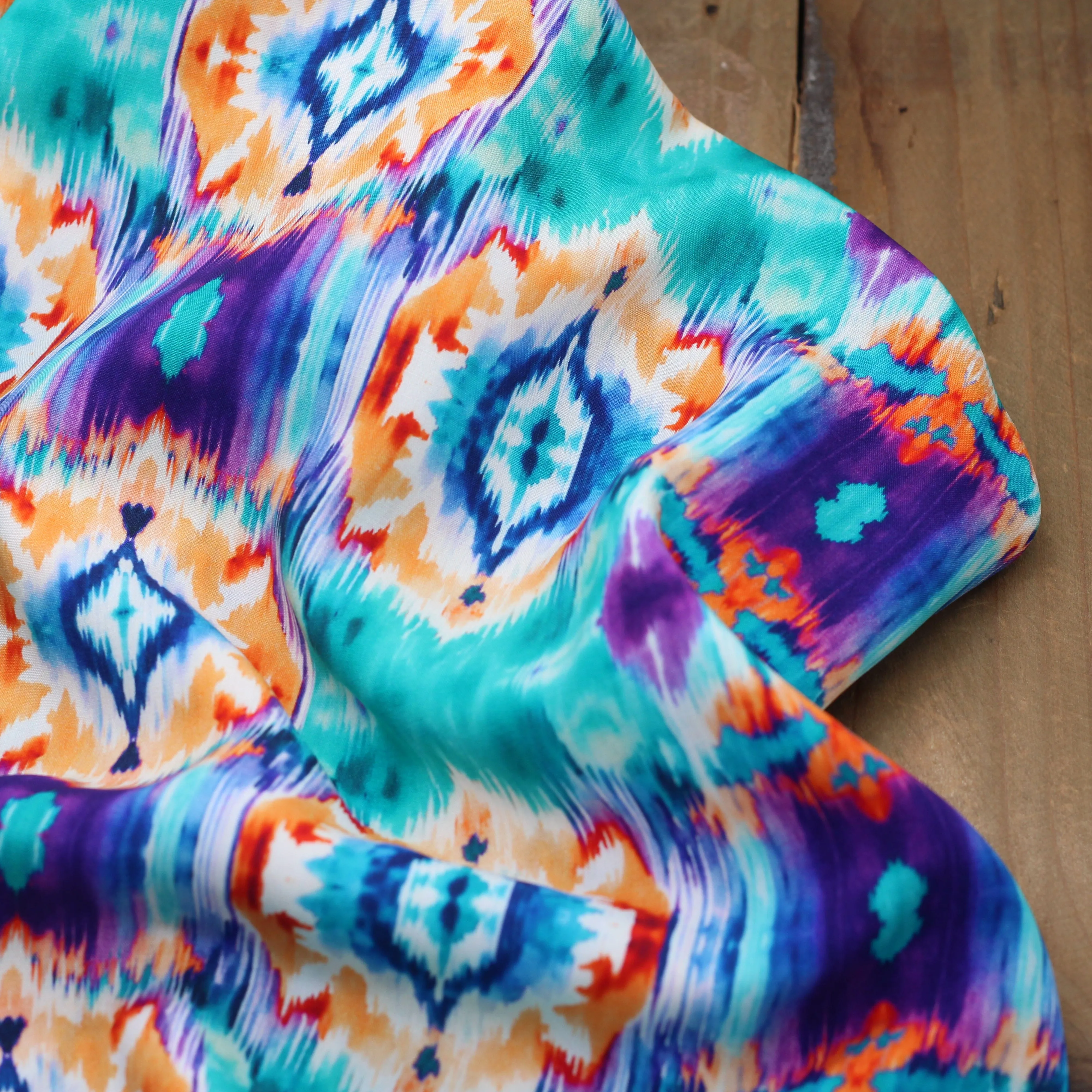 Tissu Viscose - SUMMER COLORS - Turquoise (vendu x10cm)