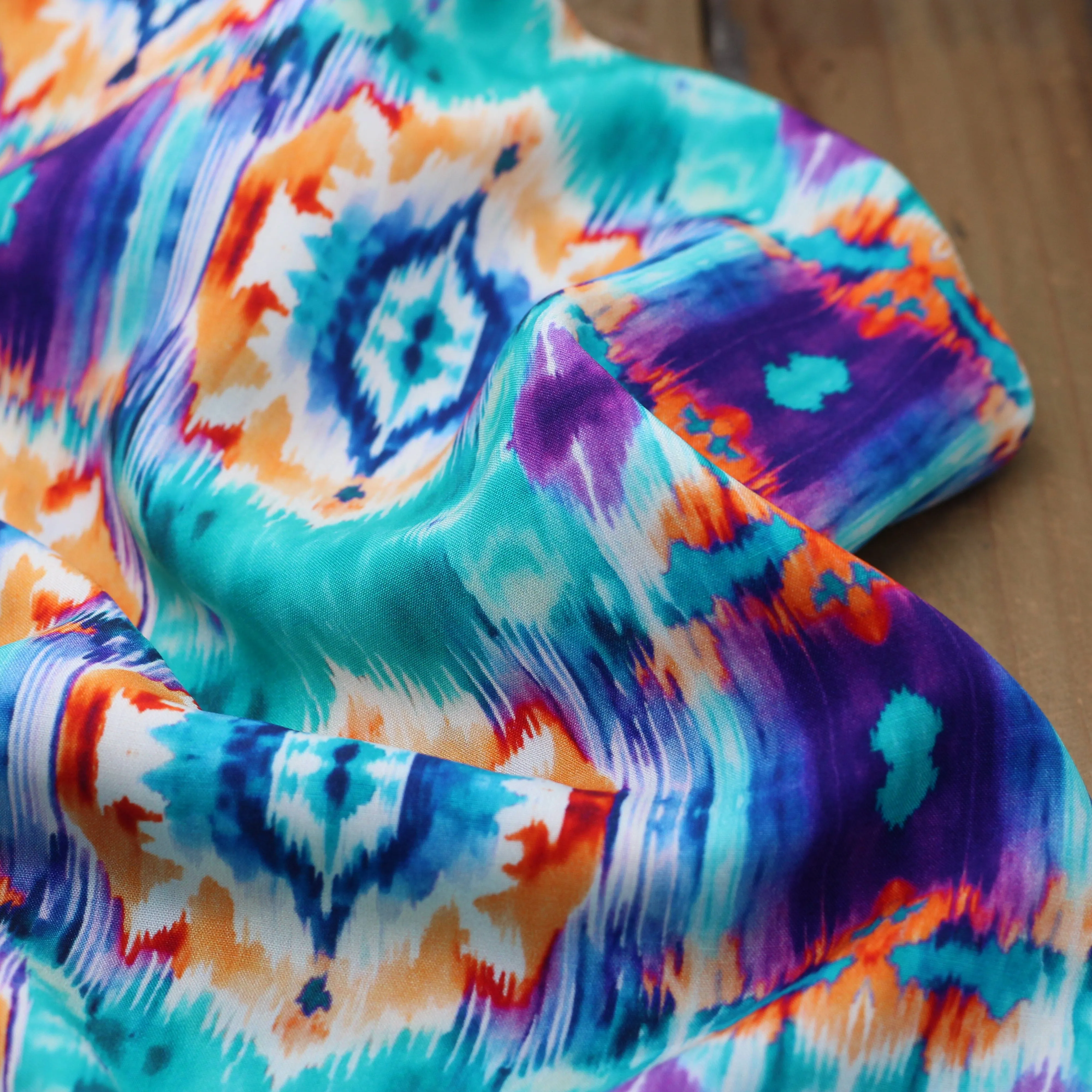 Tissu Viscose - SUMMER COLORS - Turquoise (vendu x10cm)