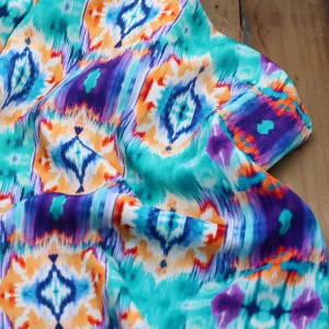 Tissu Viscose - SUMMER COLORS - Turquoise (vendu x10cm)