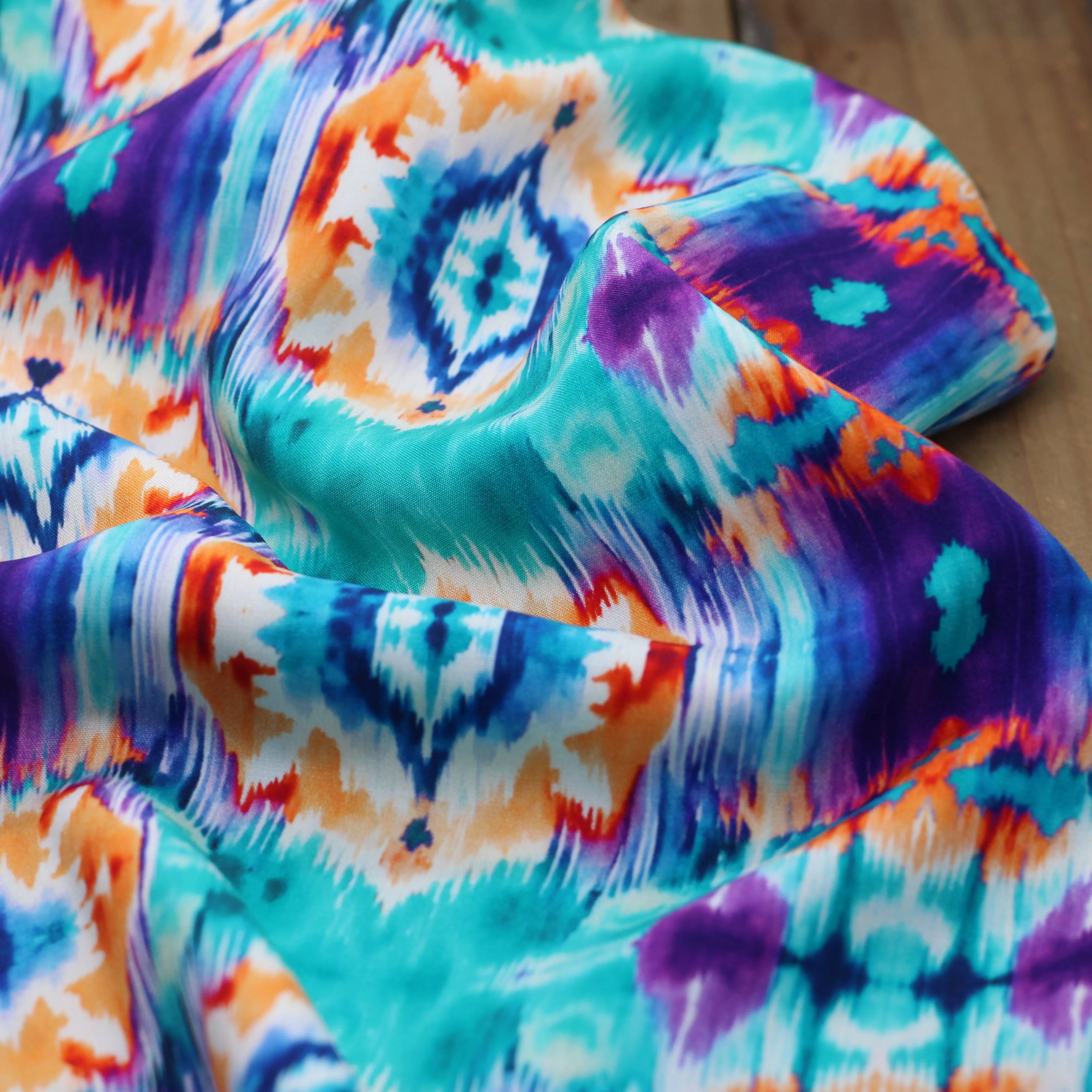 Tissu Viscose - SUMMER COLORS - Turquoise (vendu x10cm)