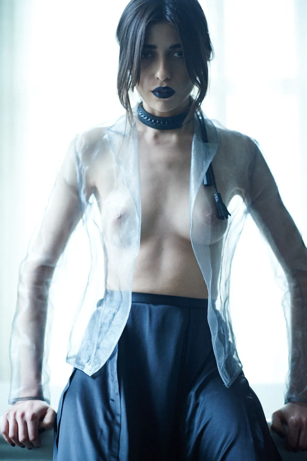 Transparent Blazer & Long Train Skirt