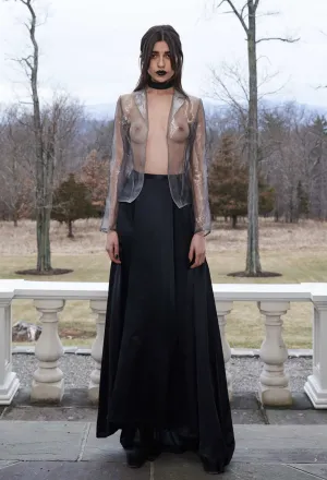 Transparent Blazer & Long Train Skirt