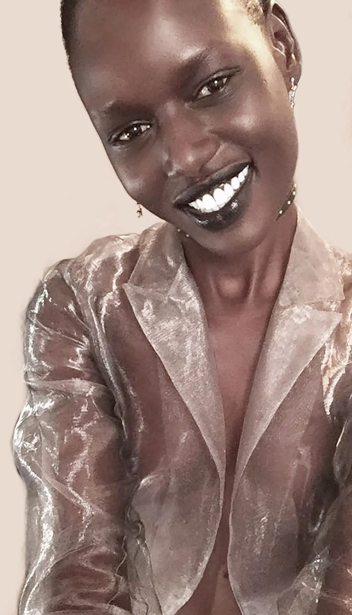 Transparent Blazer & Long Train Skirt