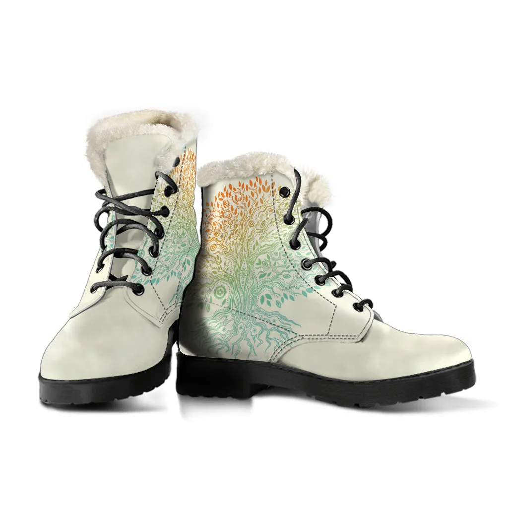Tree Of Life Faux Fur Eco-Friendly Leather Boots