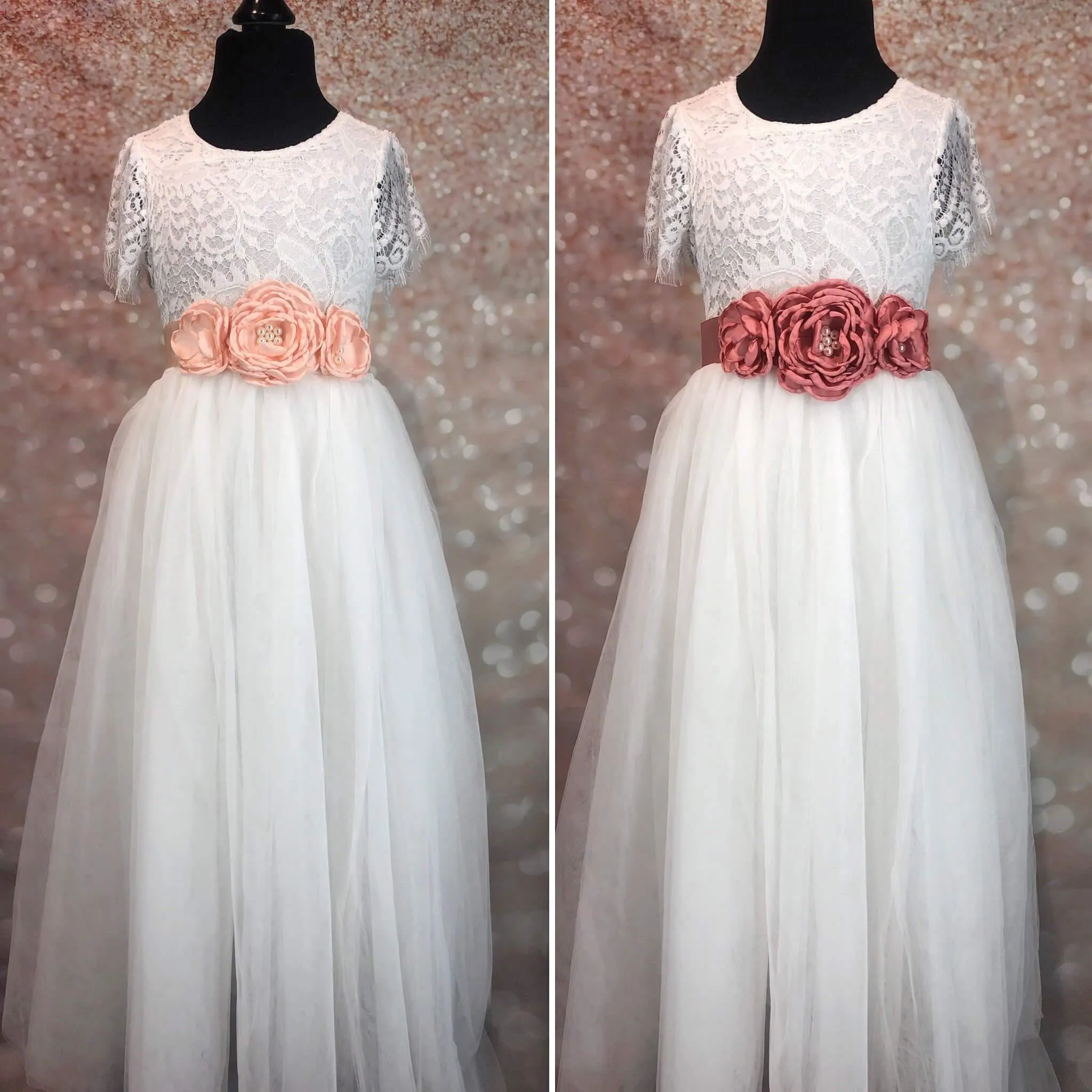 Triple Flower Girl Waist / Sash Corsage - Various Colours