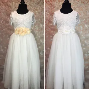 Triple Flower Girl Waist / Sash Corsage - Various Colours