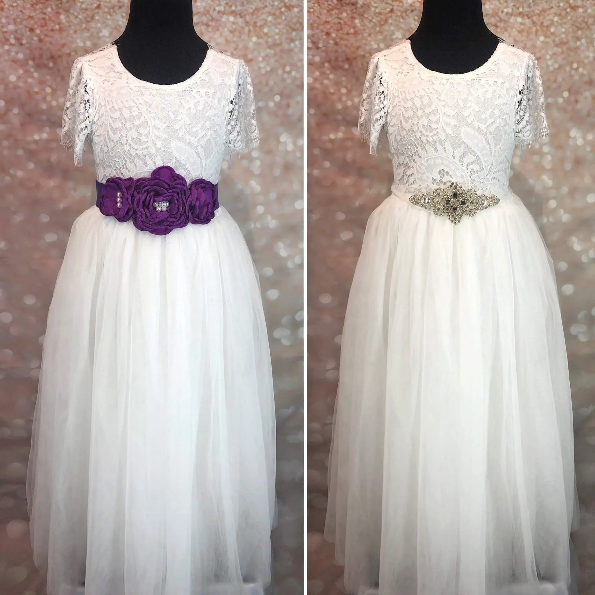 Triple Flower Girl Waist / Sash Corsage - Various Colours