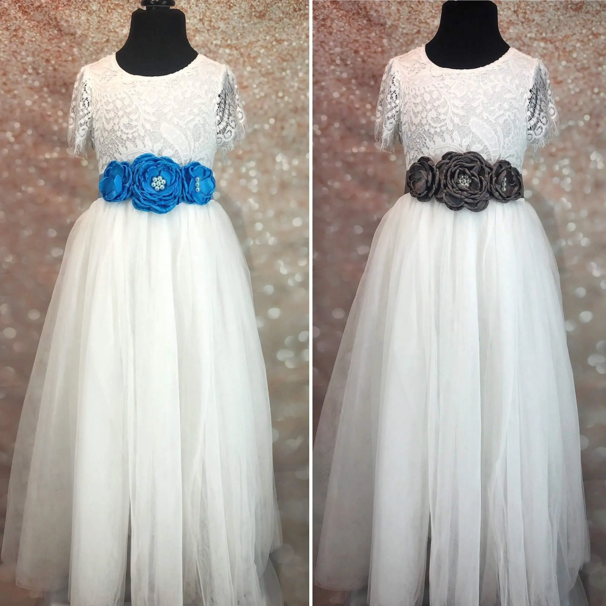Triple Flower Girl Waist / Sash Corsage - Various Colours