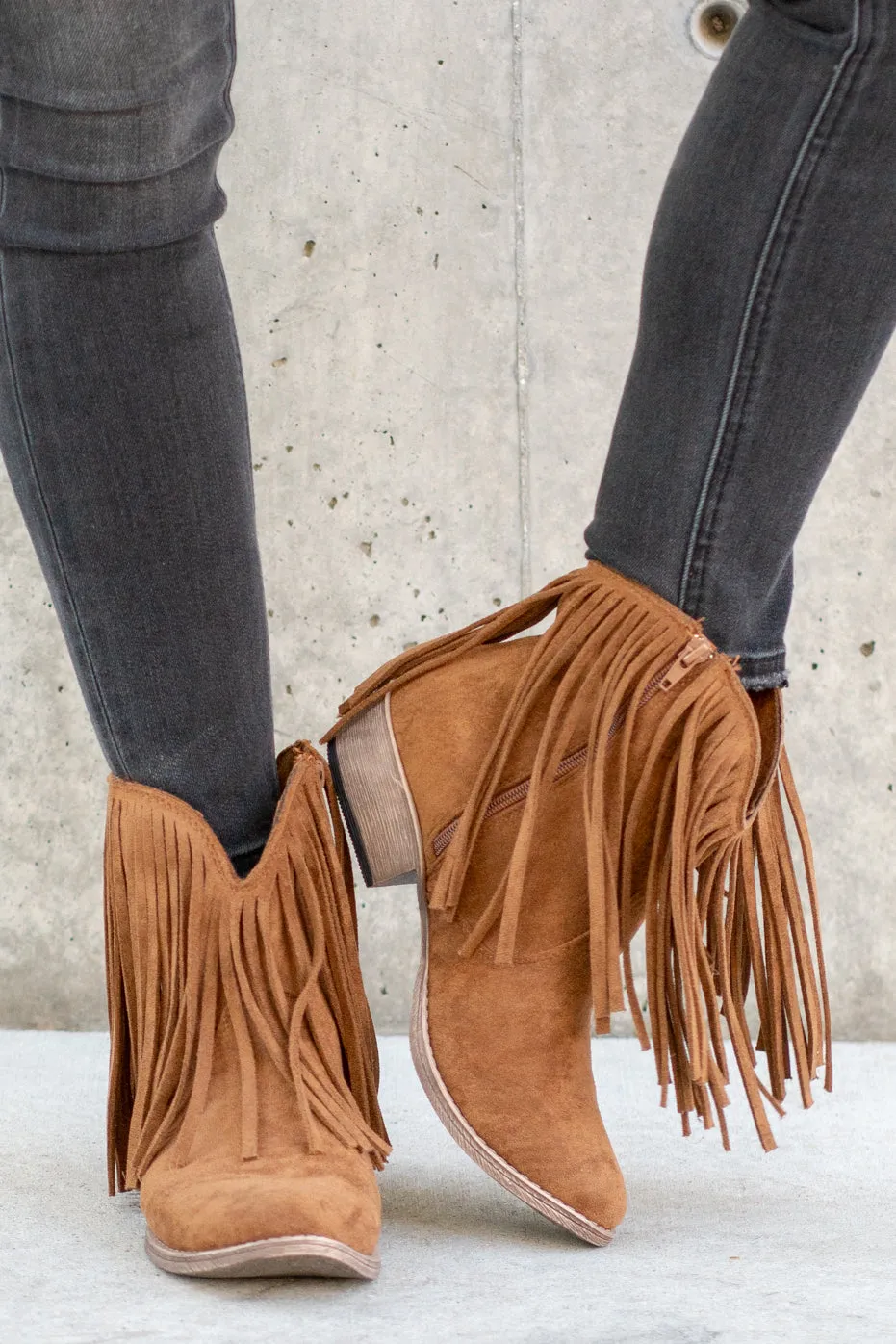 Trippier Fringe Ankle Boots - Tan