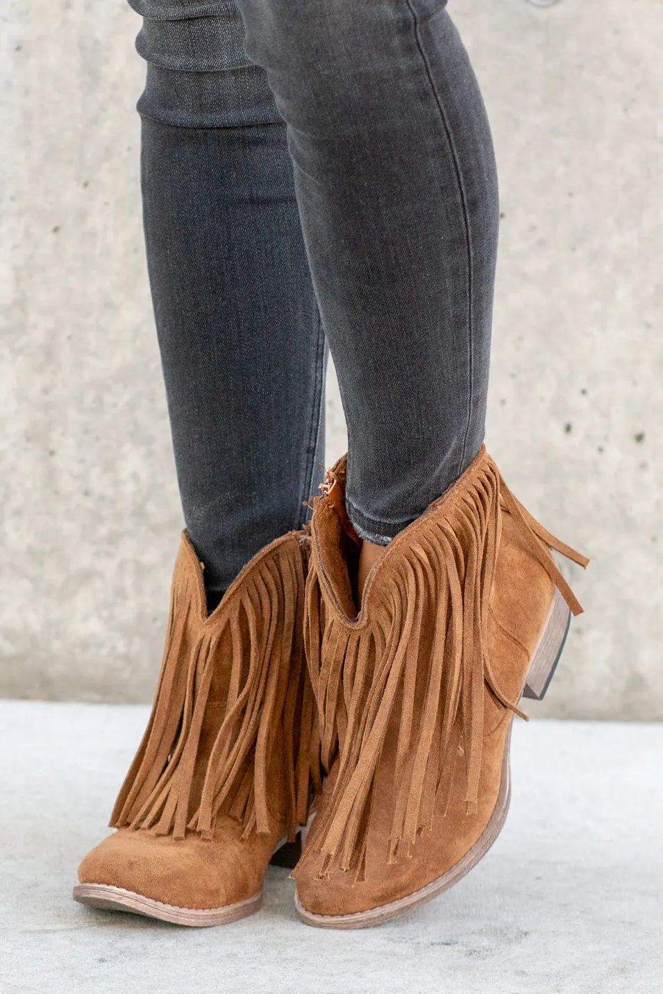 Trippier Fringe Ankle Boots - Tan
